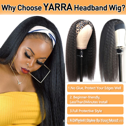 Kinky Straight Headband Wig Human Hair Glueless Half Wig With Head band Brazilian Yaki Headband Wigs For Black Women